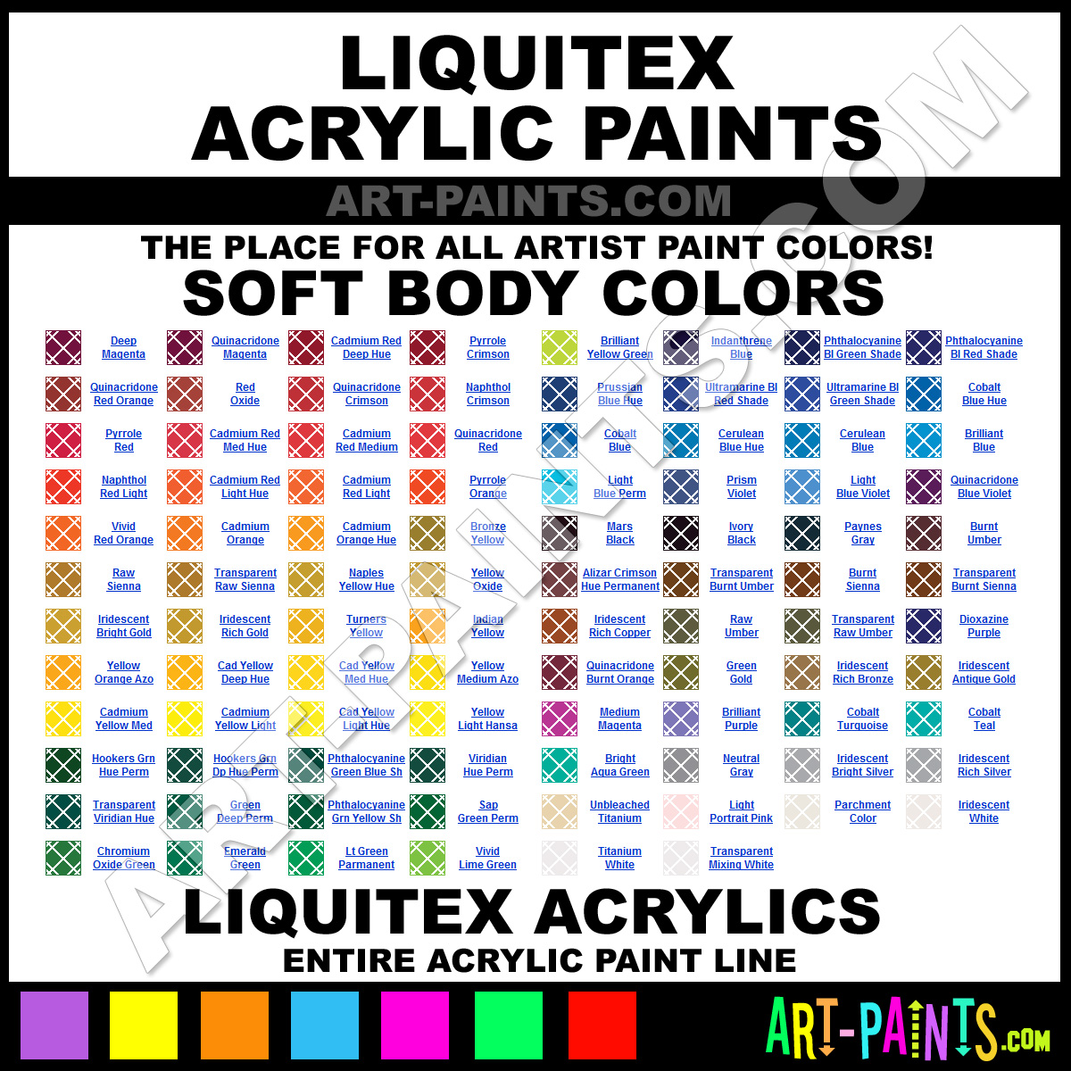 Liquitex Heavy Body Acrylic Paint Color Chart