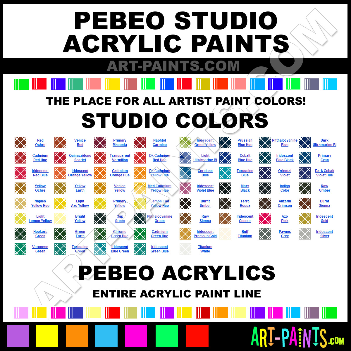 Pebeo Acrylic Paint Color Chart