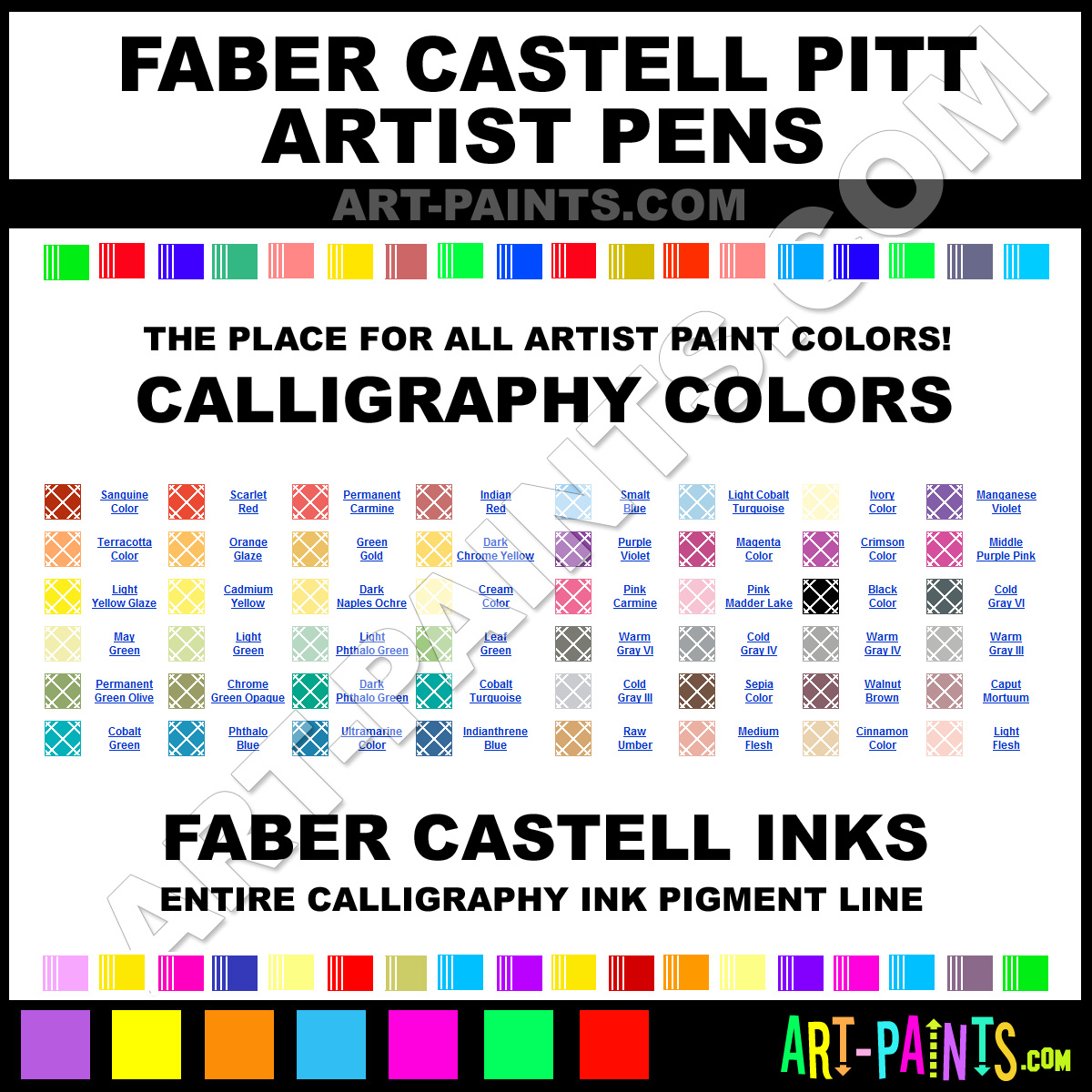 Faber Castell Pitt Artist Pen Color Chart