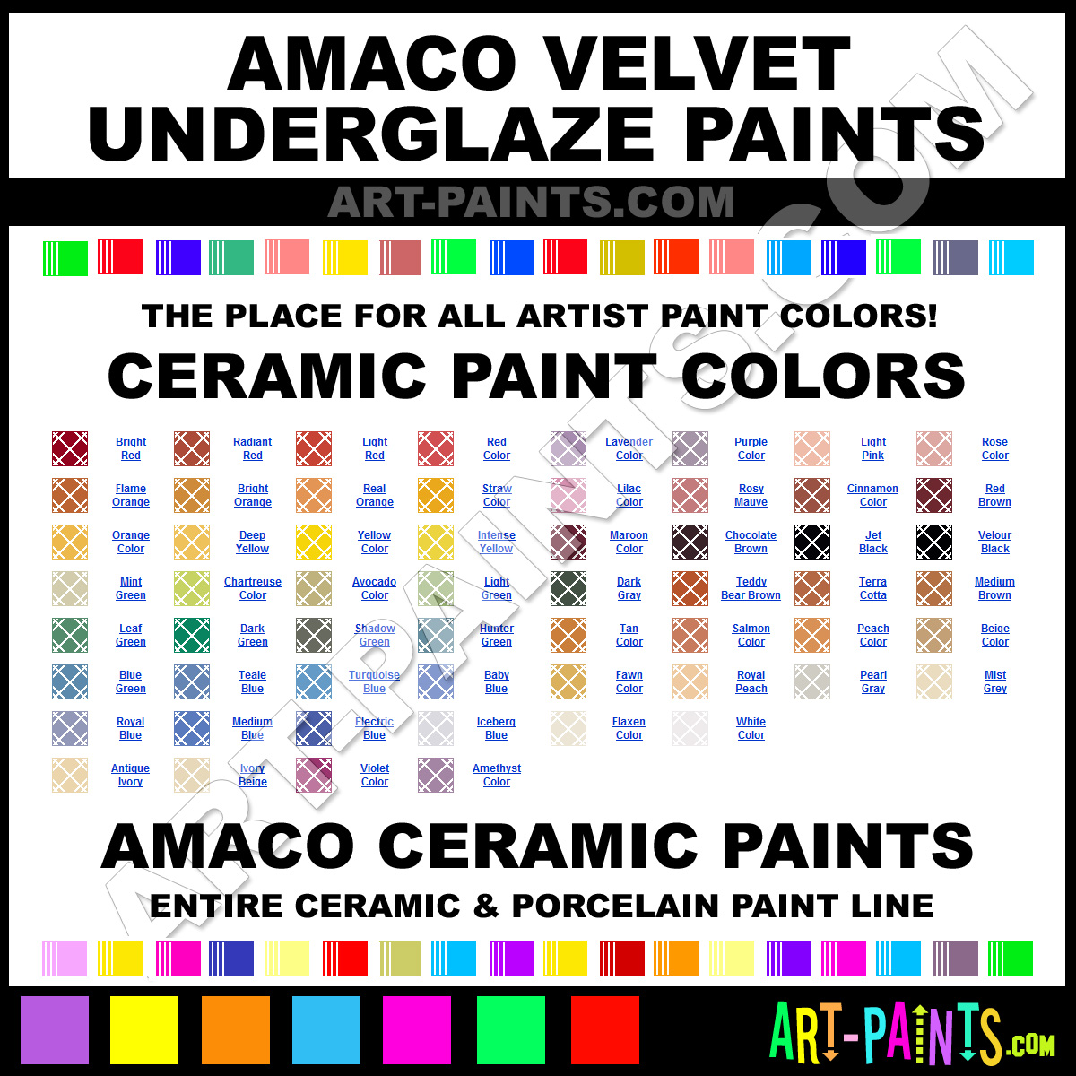 Amaco Velvet Underglaze Chart