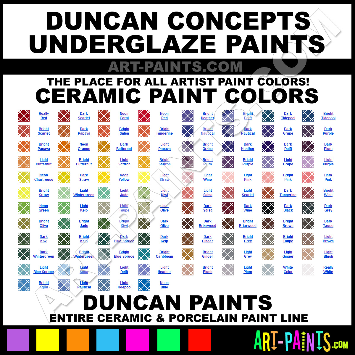 Duncan Concepts Underglaze Color Chart