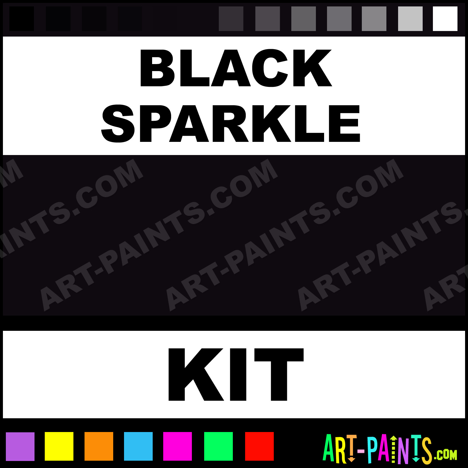 Black Sparkle All Sparkle Kit Glitter Sparkle, Shimmer, Metallic, Pearlescent, Iridescent Paints