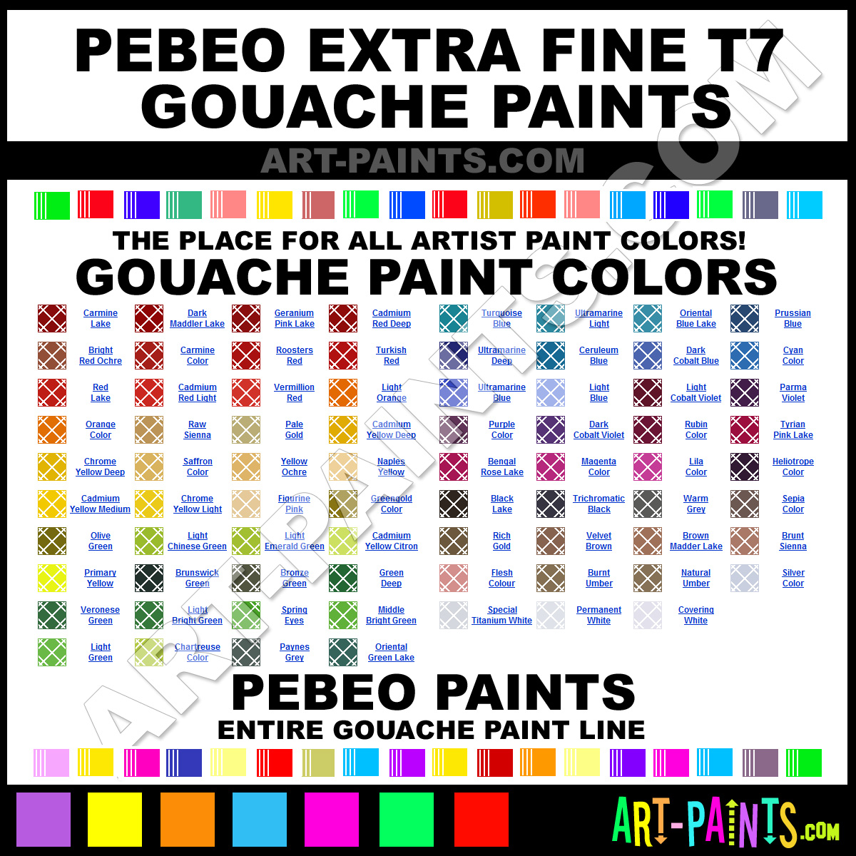 Pebeo Acrylic Paint Color Chart