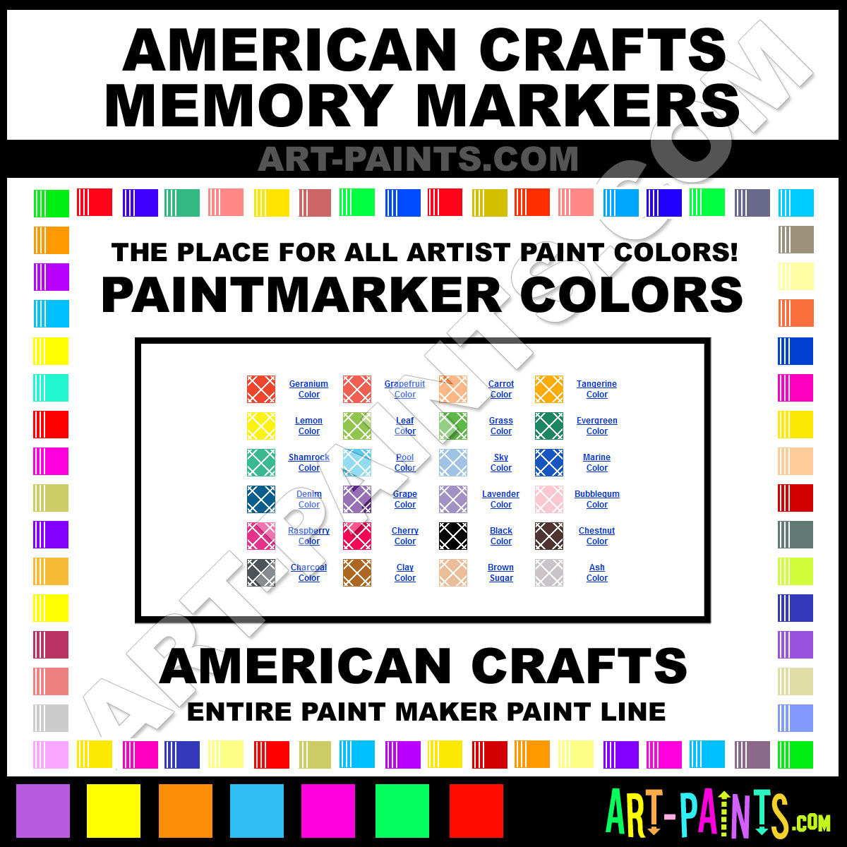 Memory markers, all-around scrapbook markers, fine & medium point (American  Crafts)<br>(5_colors)<br><font