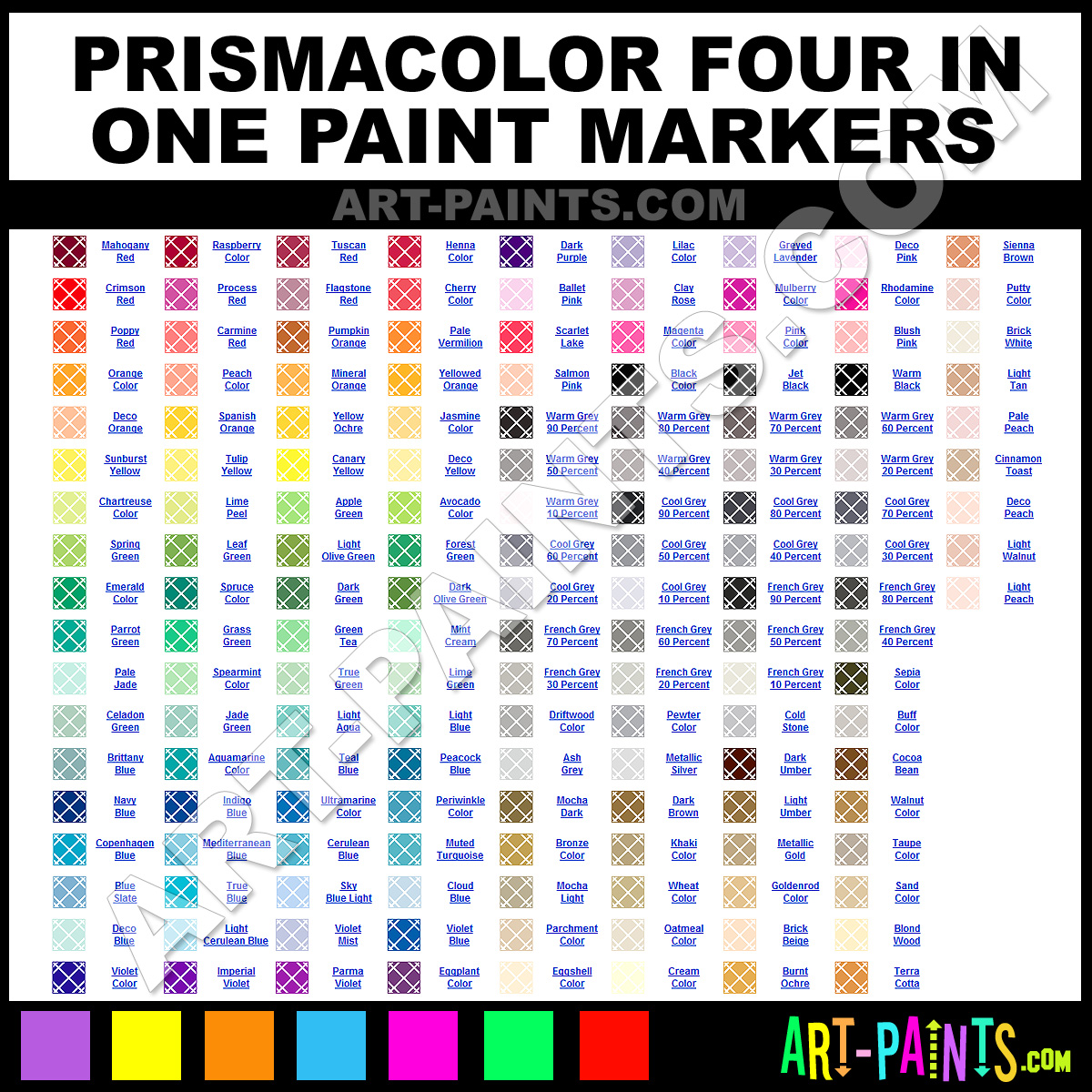 Prismacolor 200 Marker Color Chart