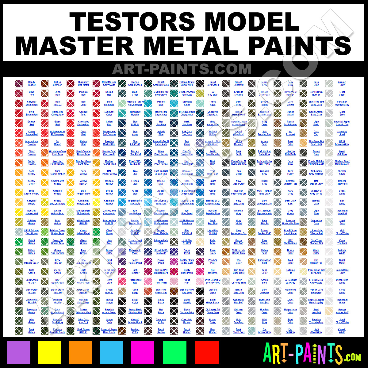 Testors 342300 Model Master 6 Color Paint Set, Train Colors