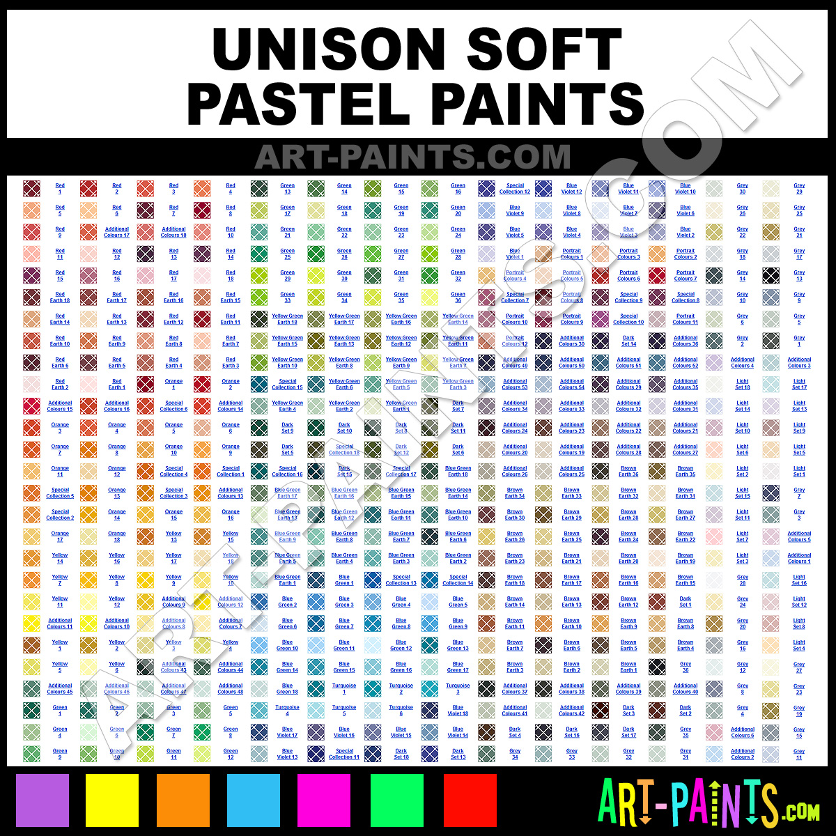 Unison Pastels Colour Chart