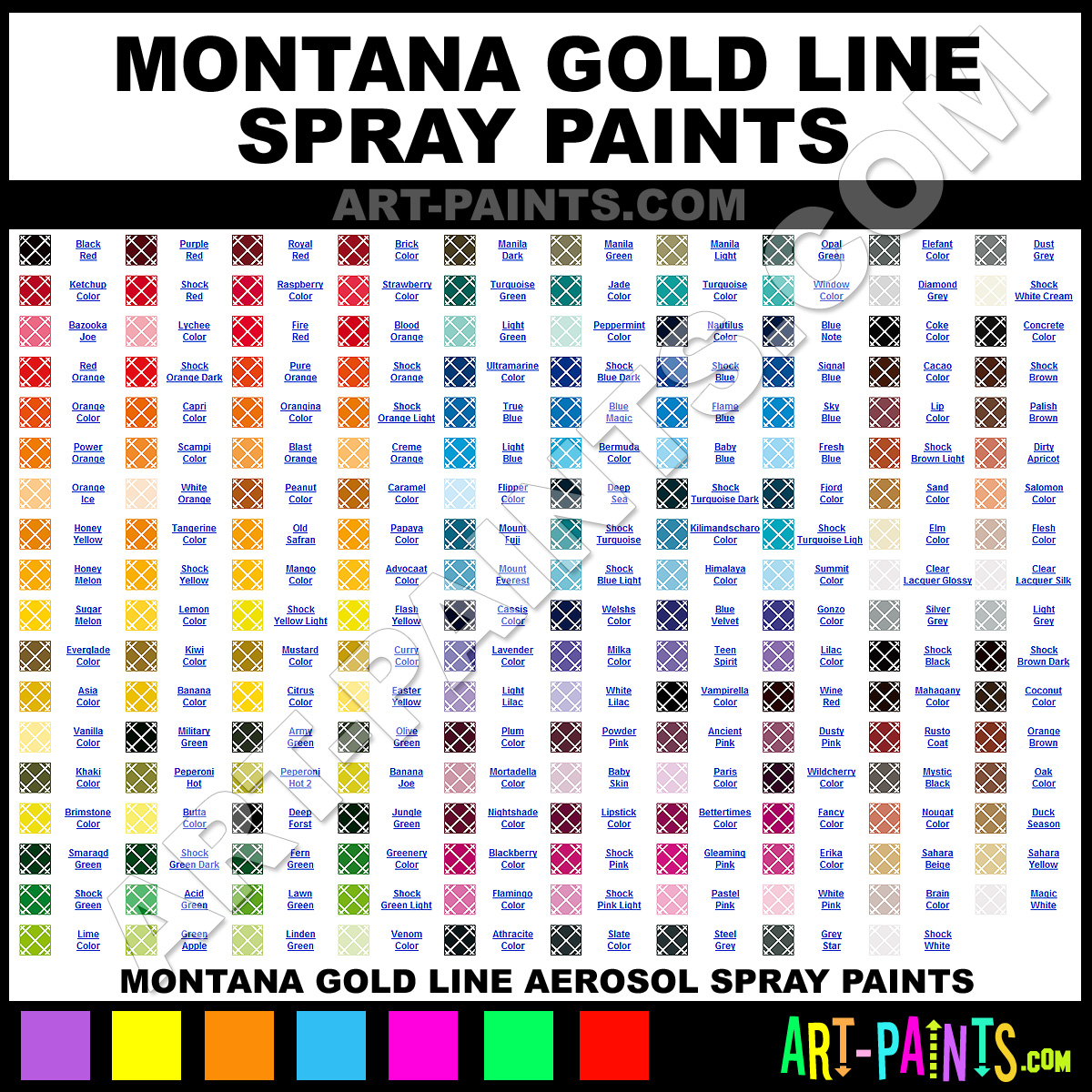 Montana Gold Spray Paint Color Chart