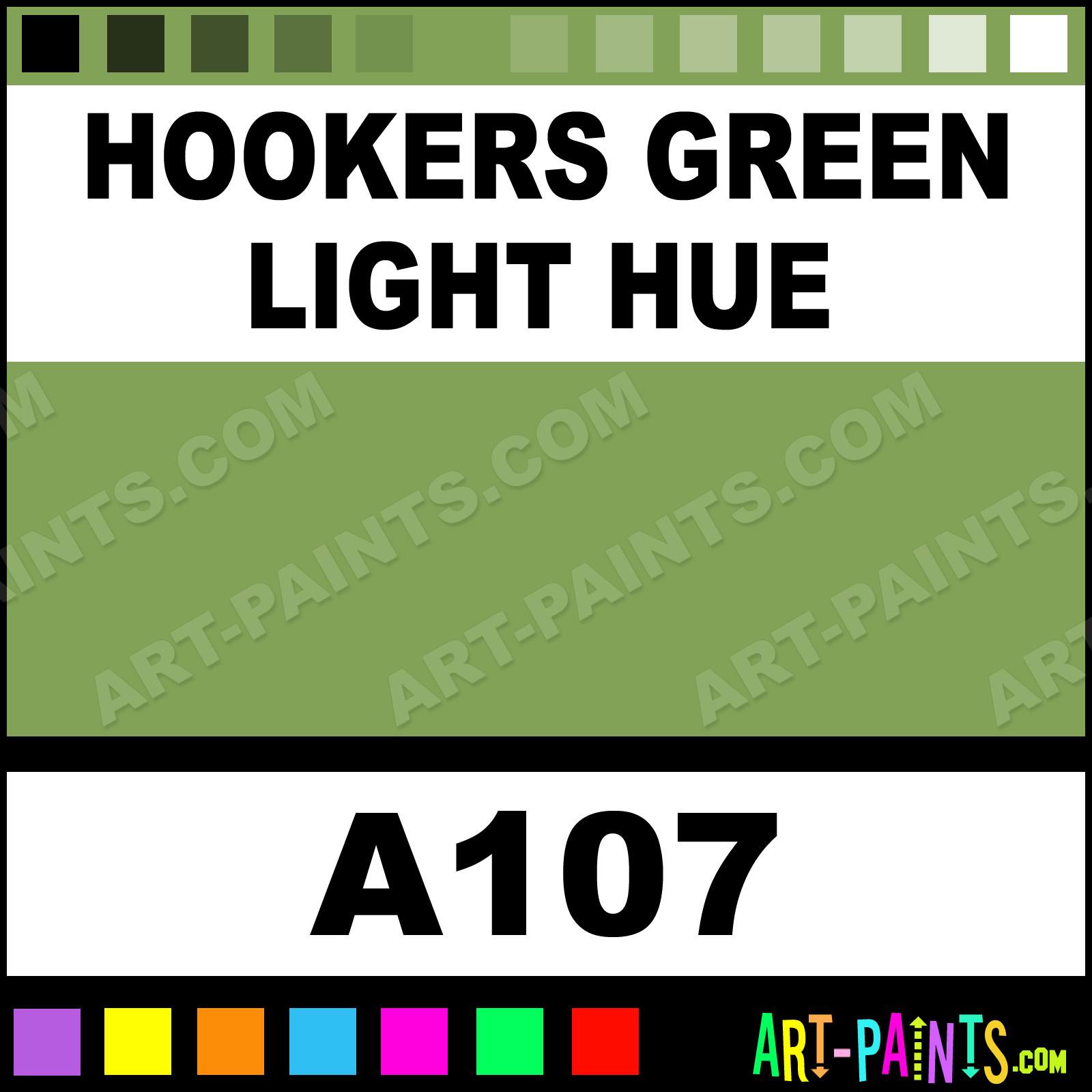 Hookers Green Light Hue Academy Watercolor Paints A107 Hookers