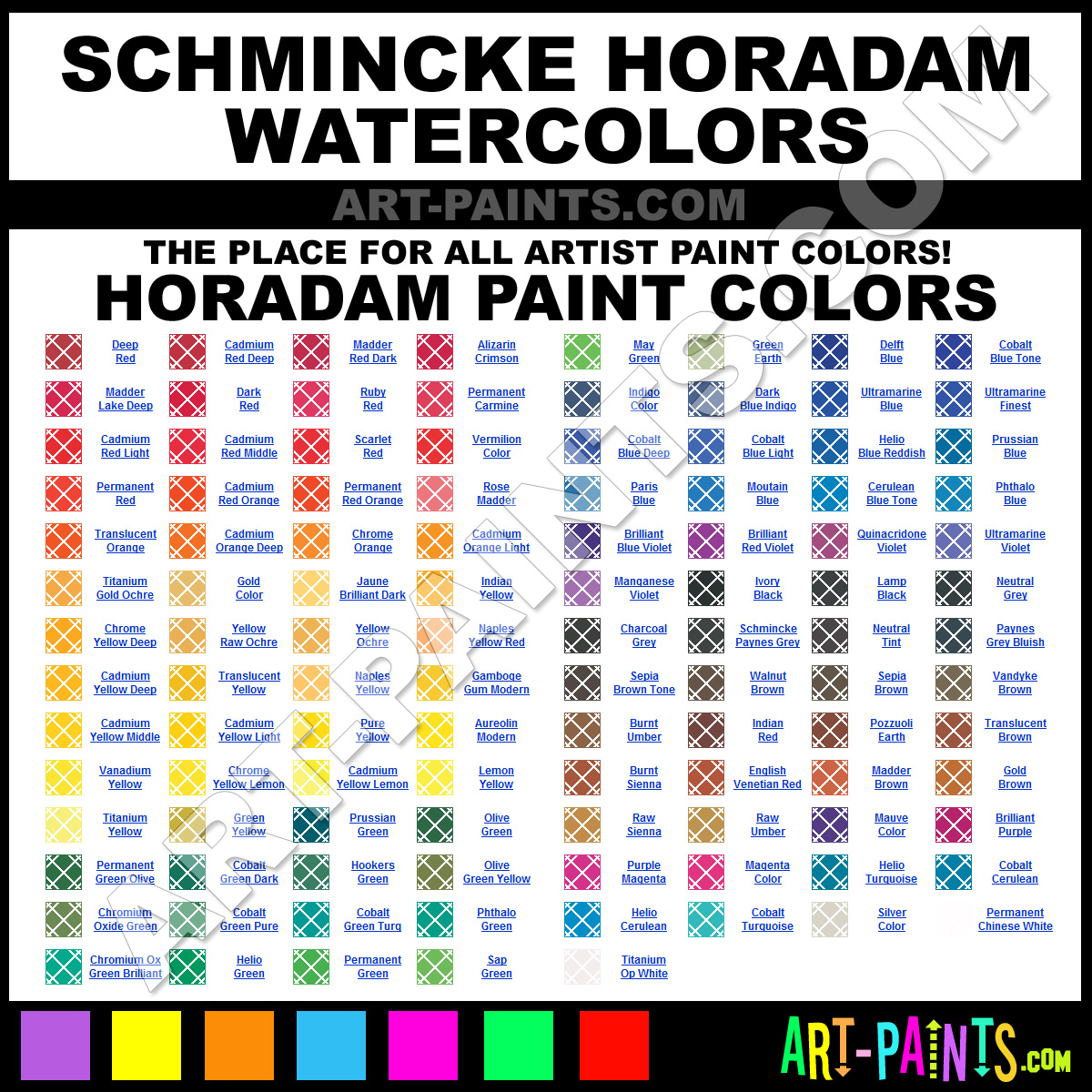 Schmincke Watercolour Chart
